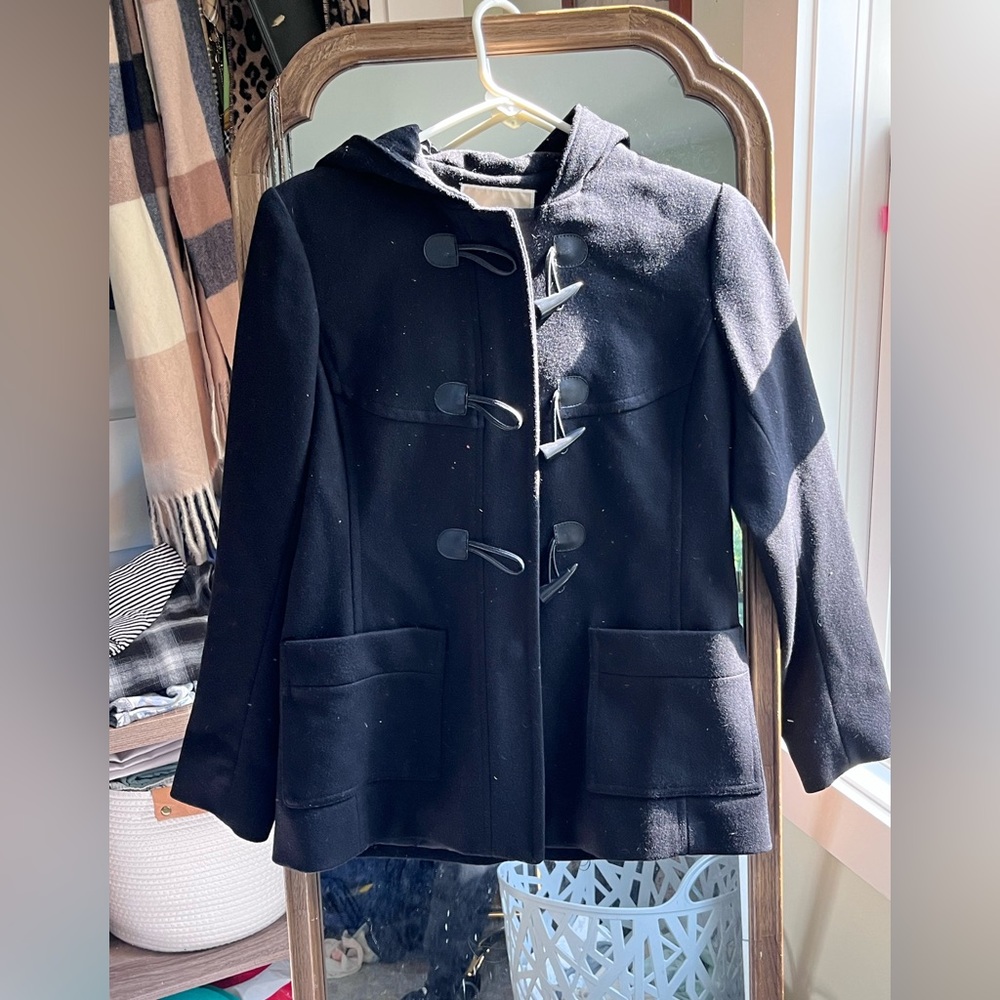 Michael Kors black pea coat with hidden zipper